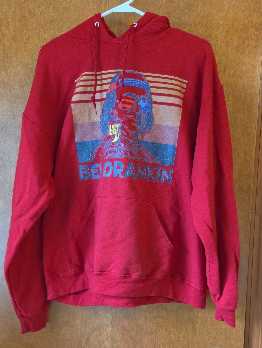 Jerzees Red Graphic Pullover Hoodie with BEN DRANKIN Print